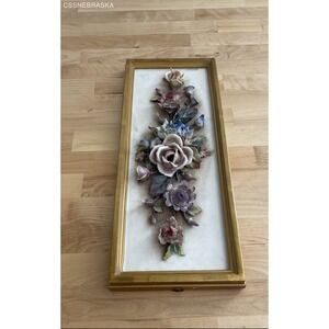 Capodimonte Style Flower Bouquet in Rectangle Golden European Vintage Style